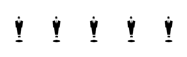 A row of Levitating Businessman emoji.