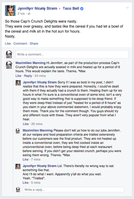 A complaining customer getting heckled by the public profile.