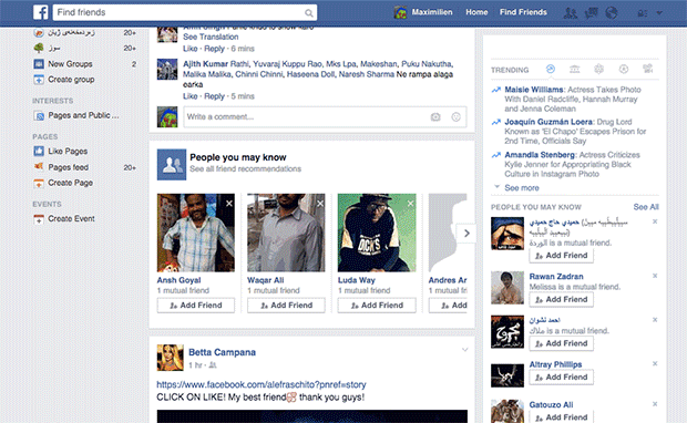A GIF scrolling through a Facebook feed filled with clickbait junk.
