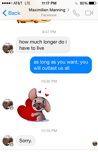 One last chat message from the public account, asking how much longer it has to live.