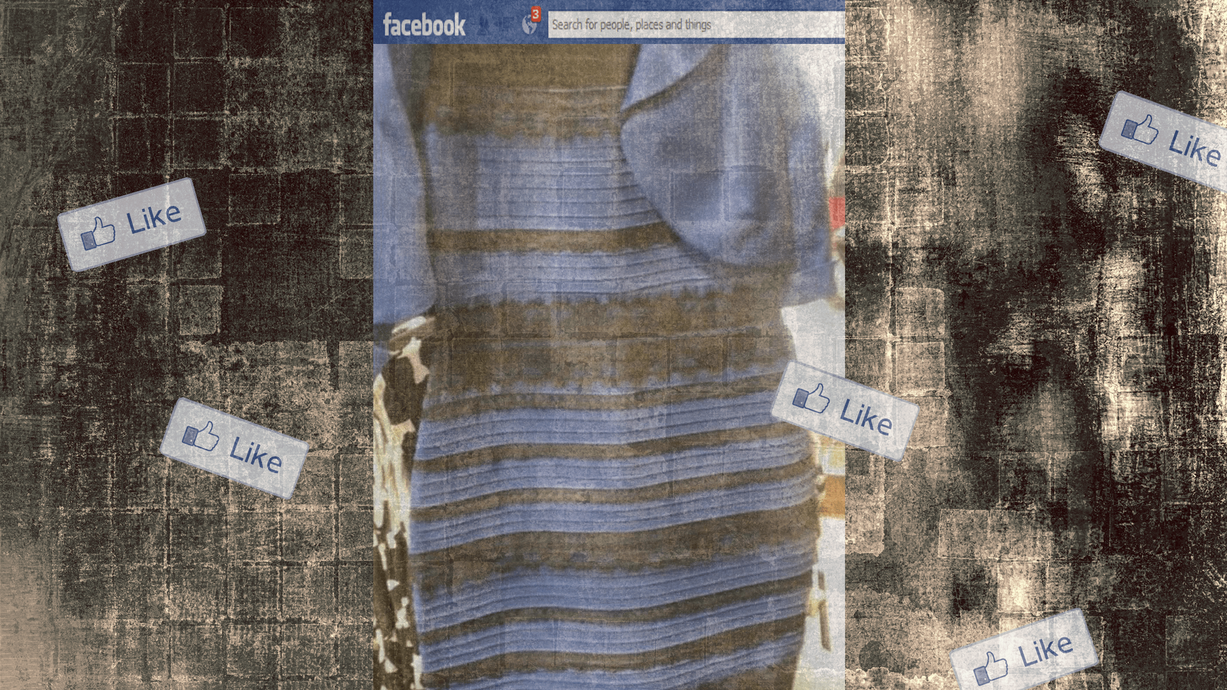 An illustration featuring a viral image of The Dress.