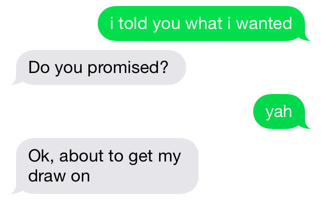 A text message exchange.